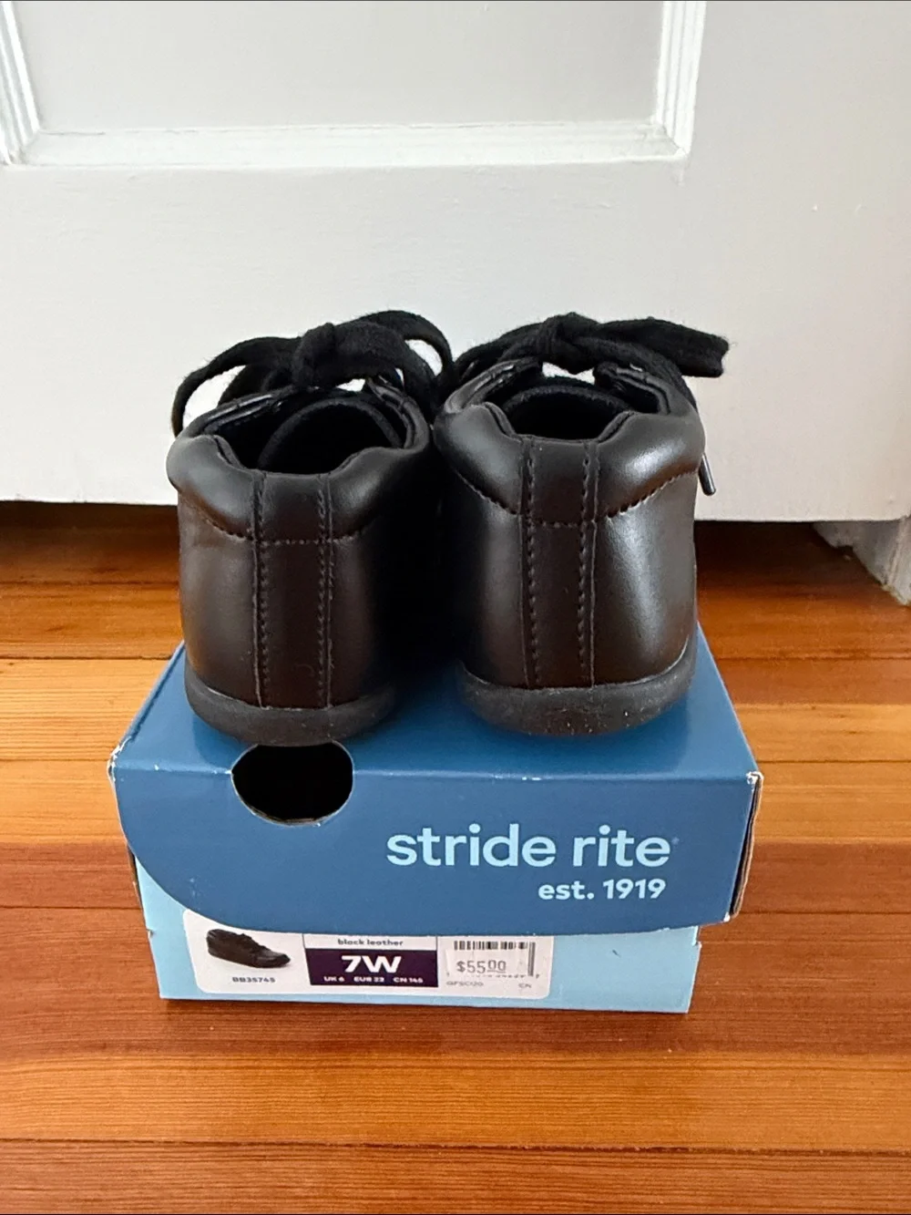 Stride Rite Boys SRT Elliott Black Leather Lace-Up Dress Shoes 7W